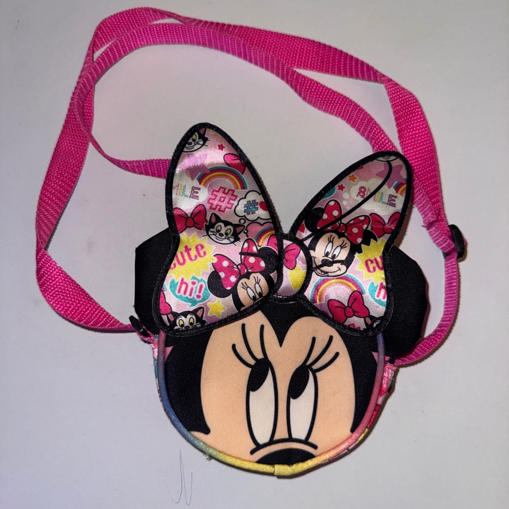Disney Minnie Mouse Crossbody Bag Girls OS Pink Bioworld Character Bow Purse